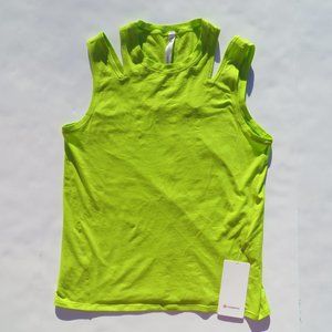 Lululemon LA Split Shoulder Muscle Tank Tee Shirt Women NEW Yoga Gym NWOT Neon